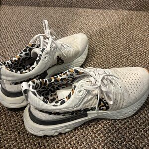 Nike Women's White Sneakers with Leopard Accents